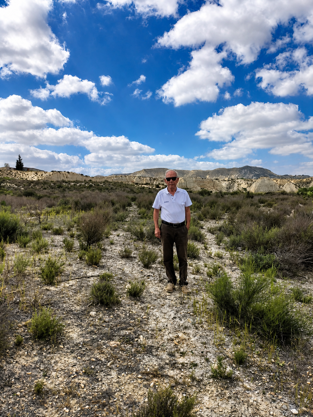 Enrique, idealizador del proyecto, de pie en el terreno donado en La Lorra Baja
